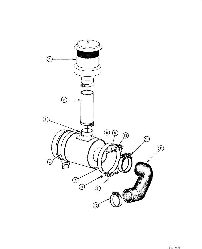 Схема запчастей Case 885 - (02.07[00]) - AIR CLEANER - MOUNTING (SN N5AF03016 - ) (02) - ENGINE