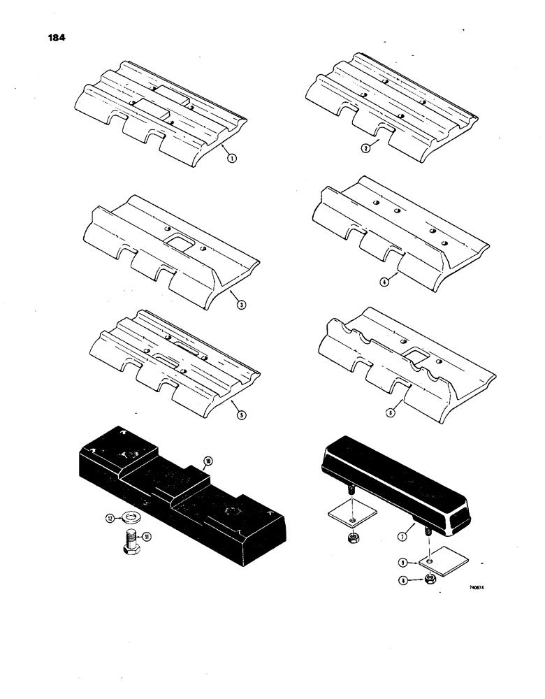 Схема запчастей Case 850 - (184) - TRACK SHOES, SEMI-GROUSER, OPEN CENTER (04) - UNDERCARRIAGE