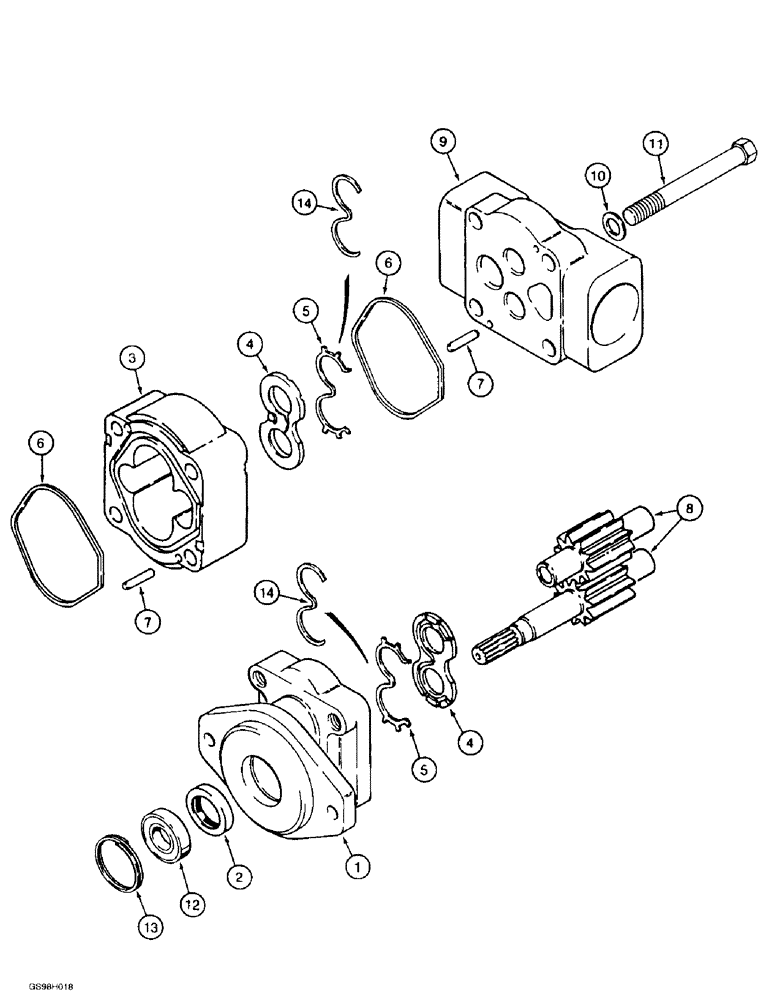 Схема запчастей Case 586E - (8-25A) - HYDRAULIC PUMP ASSEMBLY (08) - HYDRAULICS