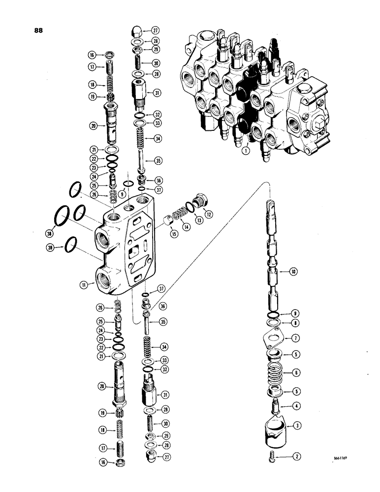 Схема запчастей Case 33 - (088) - D40749 BACKHOE SWING SECTION 