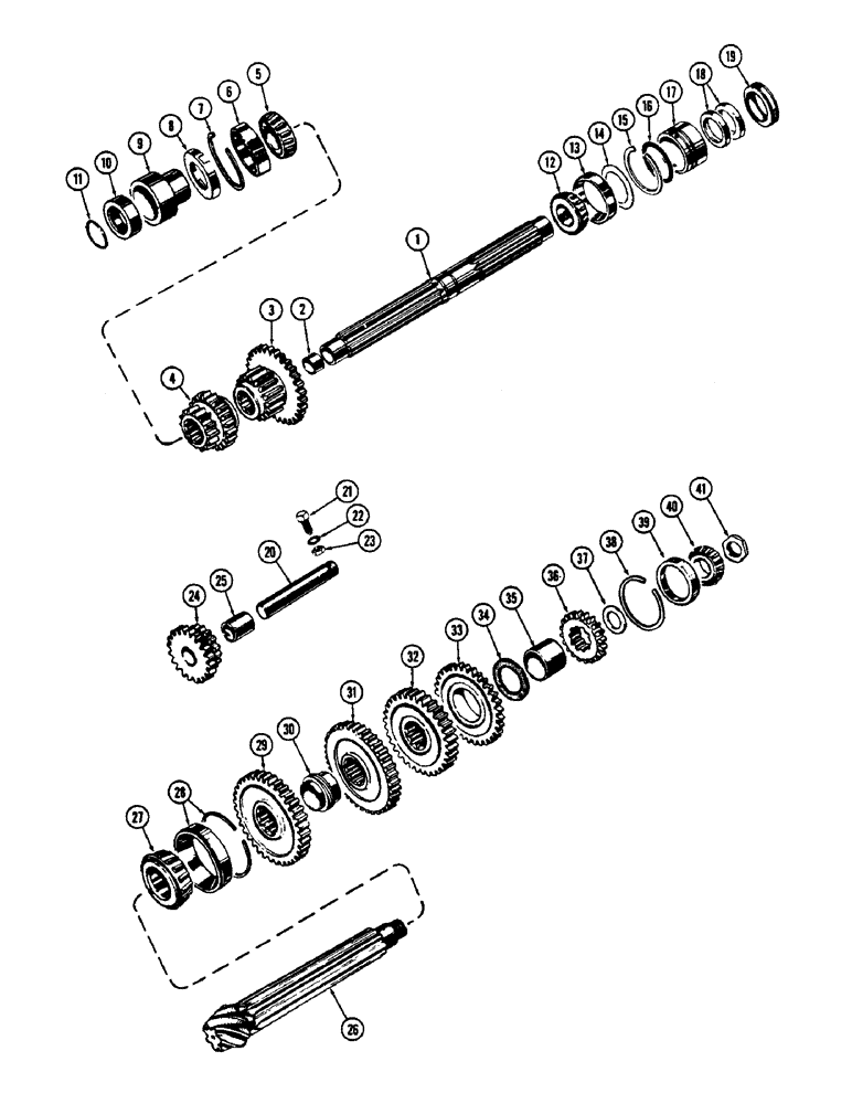 Схема запчастей Case 430CK - (080) - TRANSMISSION SHAFT AND GEARS 