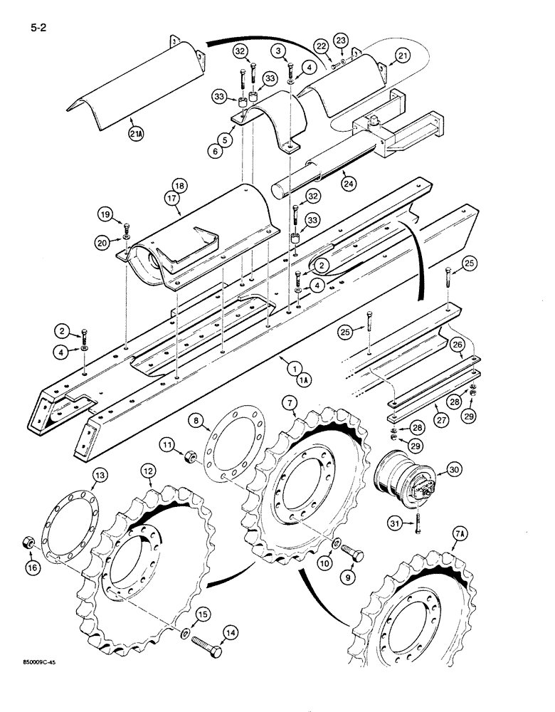 Схема запчастей Case 855D - (5-02) - TRACK FRAMES AND RELATED PARTS (11) - TRACKS/STEERING