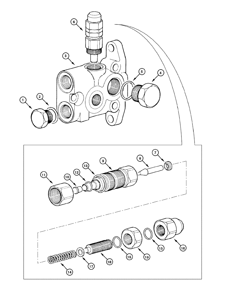 Схема запчастей Case 885 - (08-090[01]) - DISTRIBUTOR - OUTPUT VALVE (08) - HYDRAULICS