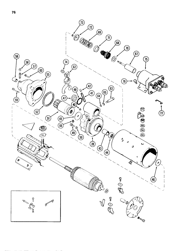 Схема запчастей Case 680H - (076) - R46156 AND L106562 STARTER (04) - ELECTRICAL SYSTEMS