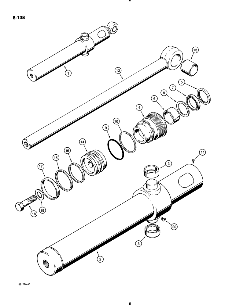 Схема запчастей Case 580K - (8-138) - LOADER BUCKET CYLINDERS (08) - HYDRAULICS