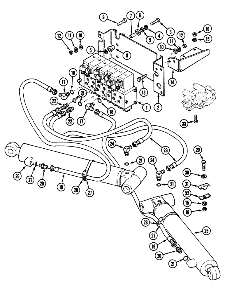 Схема запчастей Case 580SK - (8-080) - HYDRAULIC CIRCUIT, STABILIZER CYLINDERS, SERVOPOWER, S/N JJH0046382 AND UP (08) - HYDRAULICS