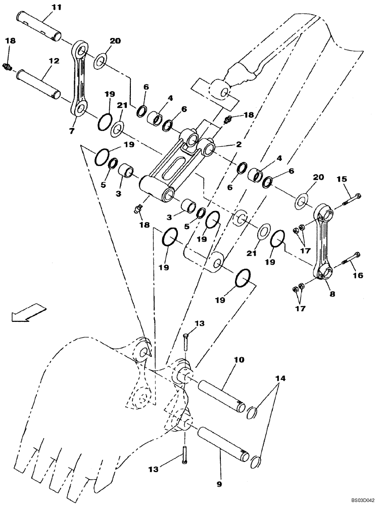 Схема запчастей Case CX80 - (09-54) - BUCKET LINKAGE, STANDARD (09) - CHASSIS