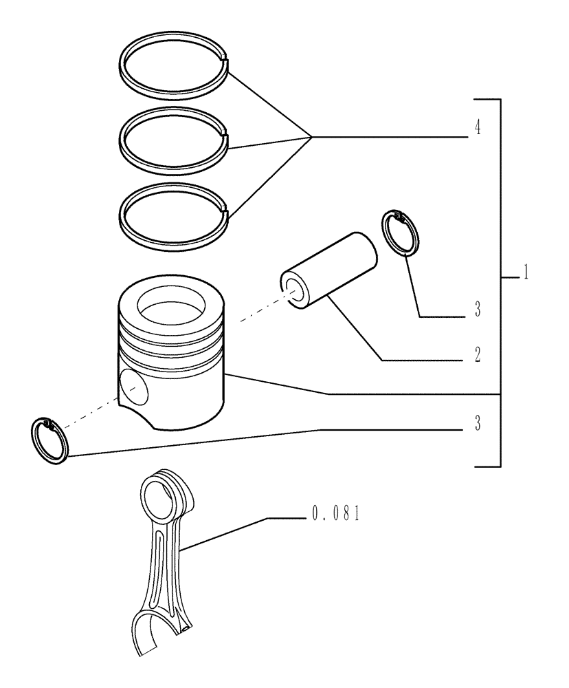 Схема запчастей Case 1850K - (0.082[01]) - PISTON - ENGINE (VERSION 01-02) (01) - ENGINE