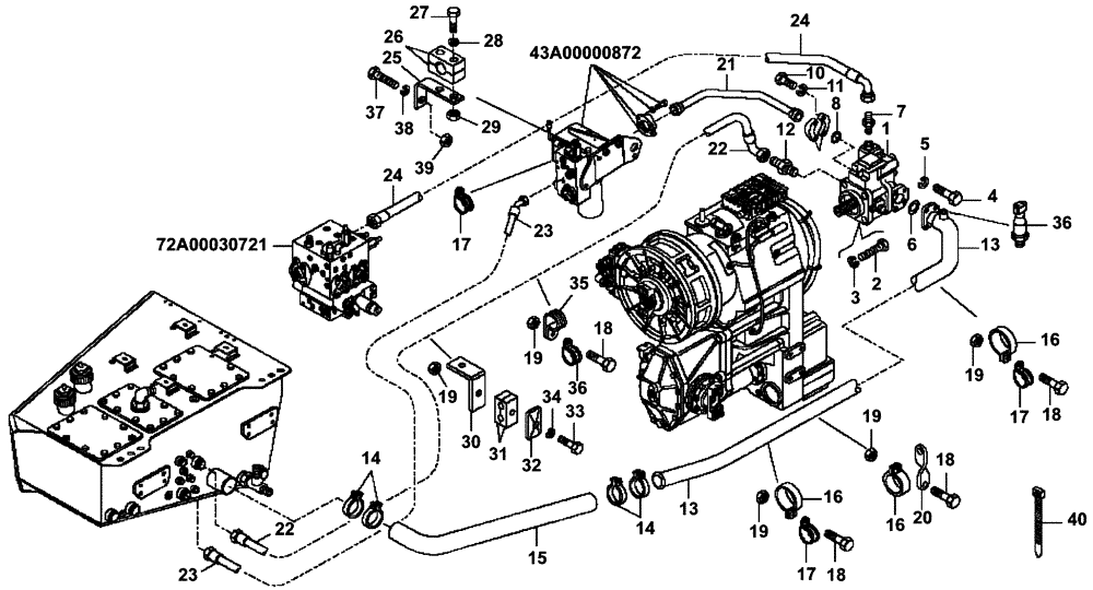 Схема запчастей Case 335B - (43A01000871[001]) - HYDRAULIC CIRCUIT, STEERING PUMP (87602128) (09) - Implement / Hydraulics / Frame / Brakes