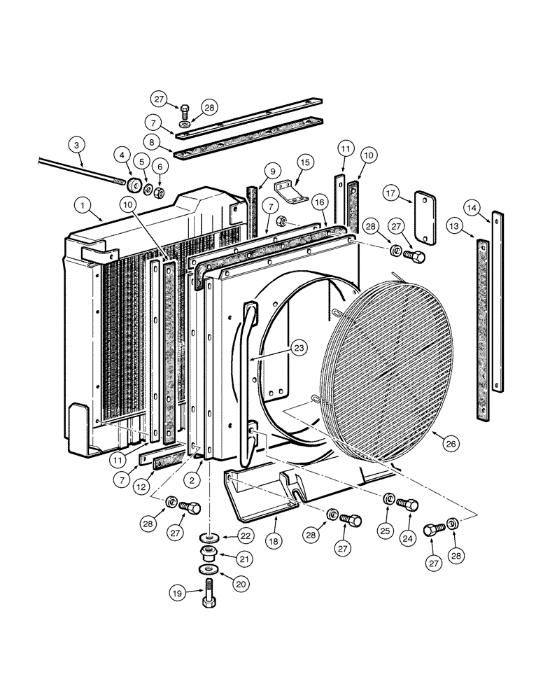 Схема запчастей Case 885 - (02-04[01]) - COOLING SYSTEM - RADIATOR - MOUNTING (02) - ENGINE