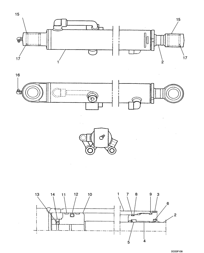 Схема запчастей Case CX14 - (08-51[00]) - CYLINDER ASSY, ARM (08) - HYDRAULICS