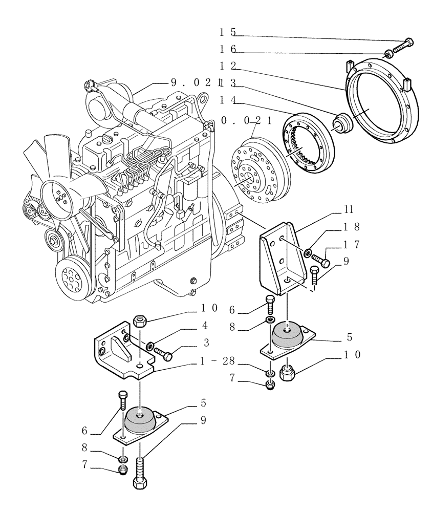 Схема запчастей Case 1850K LT - (0.505[01]) - SUSPENSION - ENGINE (01) - ENGINE