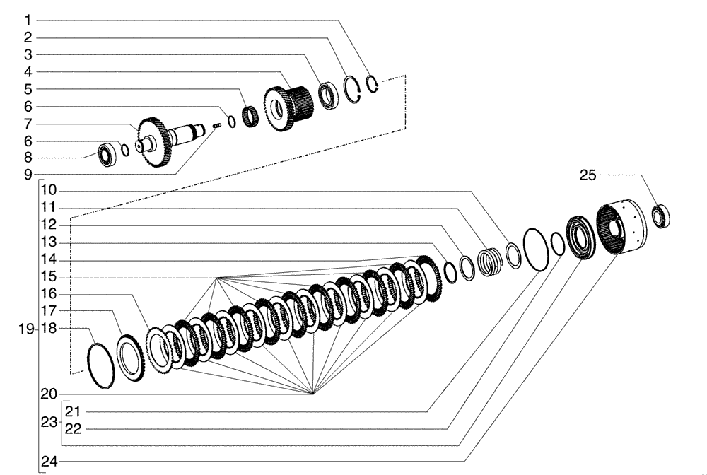 Схема запчастей Case 865B - (06-01[08]) - TRANSMISSION, FORWARD SHAFT - (TORQUE CONVERTER) (06) - POWER TRAIN