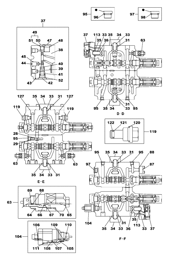 Схема запчастей Case CX470C - (08-204-00[01]) - CONTROL VALVE (07) - HYDRAULIC SYSTEM