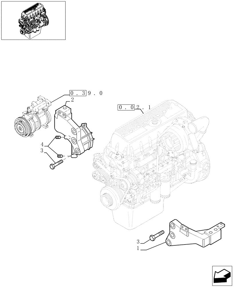 Схема запчастей Case F3BE0684E B001 - (0.42.93[01]) - MOTOR INTERFACE PARTS (504041313) 