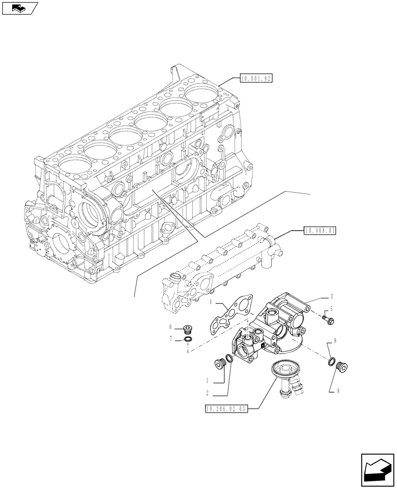 Схема запчастей Case F3BE0684N E915 - (10.206.02[01]) - FILTER ENGINE OIL (504033095) (10) - ENGINE