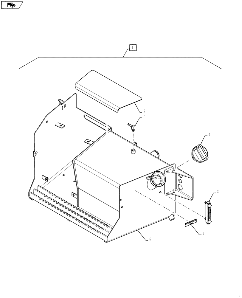 Схема запчастей Case 588H - (35.300.01) - HYDRAULIC RESERVOIR AND BATTERY BOX (35) - HYDRAULIC SYSTEMS