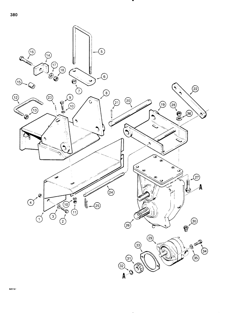 Схема запчастей Case SD100 - (380) - HYDRA-BORER GEARBOX AND MOTOR MOUNTING (89) - TOOLS