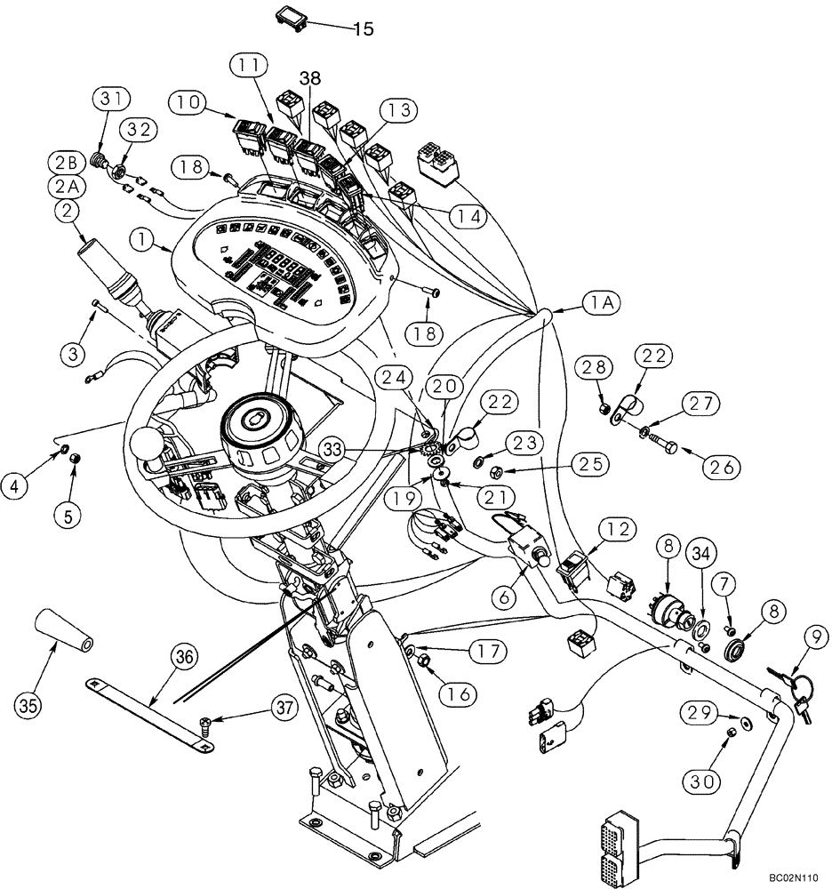 Схема запчастей Case 521D - (04-08) - HARNESS - PEDESTAL (04) - ELECTRICAL SYSTEMS