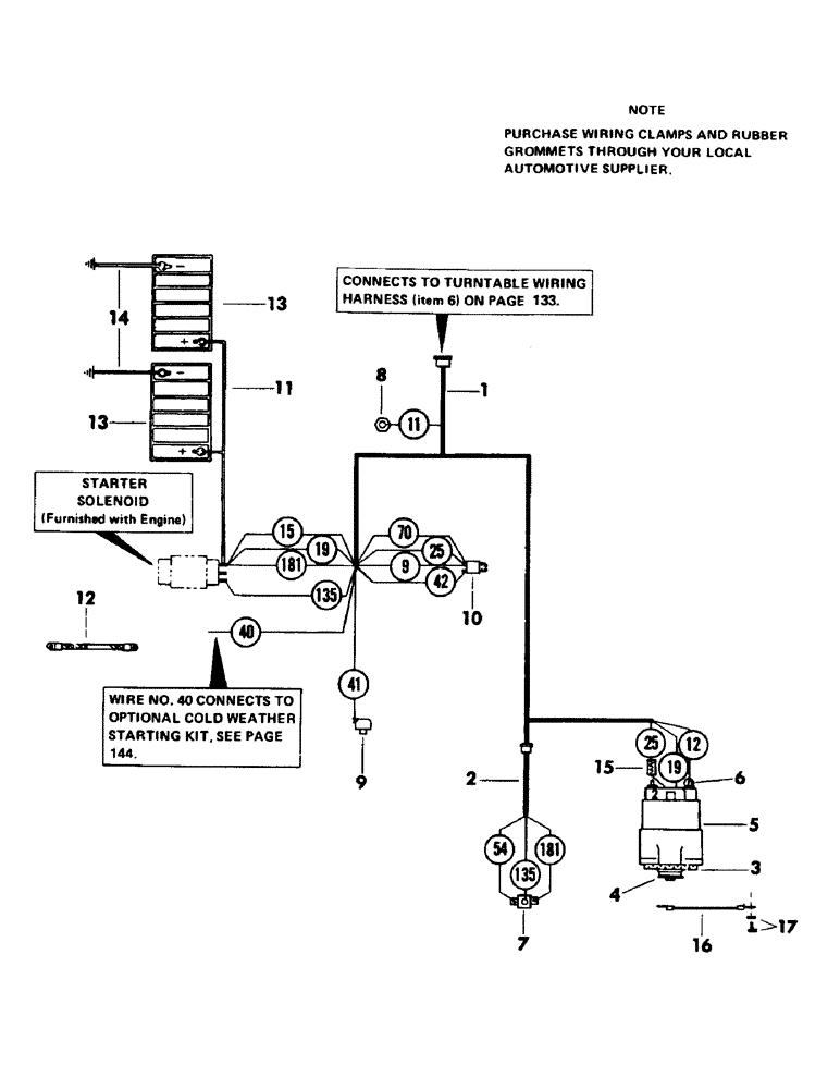 Схема запчастей Case 50 - (137) - ENGINE WIRING HARNESS FOR:, DETROIT DIESEL 6V-53 ENGINE (55) - ELECTRICAL SYSTEMS