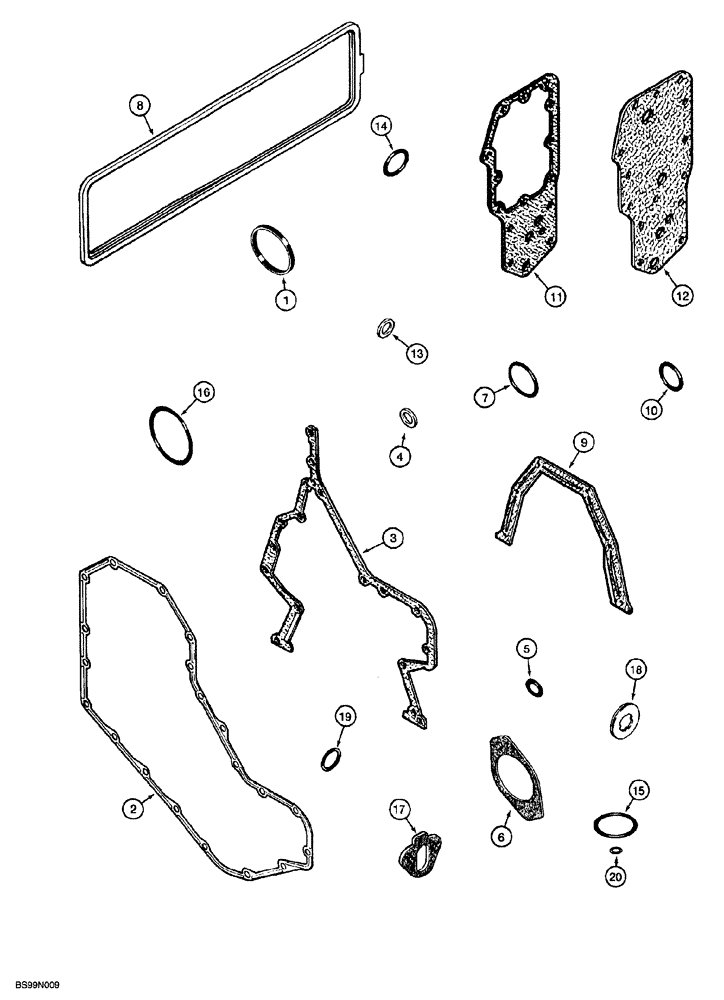 Схема запчастей Case 850G - (2-55A) - GASKET KIT (P.I.N. JJG0254005 TO JJG0254009, JJG0254015 AND AFTER) CYLINDER BLOCK (01) - ENGINE