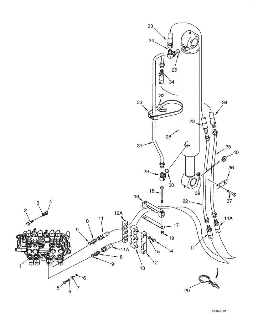 Схема запчастей Case 590SM - (08-10) - HYDRAULICS - CYLINDER, BACKHOE BOOM (08) - HYDRAULICS