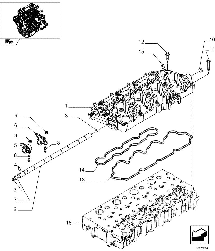 Схема запчастей Case 420CT - (02-18) - ROCKER SHAFT (87546691) (02) - ENGINE