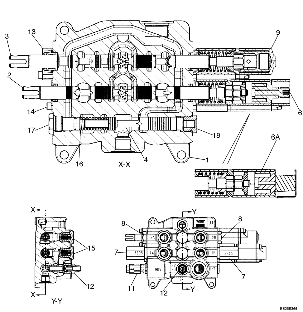 Схема запчастей Case 590SM - (08-34A) - VALVE ASSY - LOADER CONTROL, TWO SPOOL (WITH PILOT CONTROLS) (08) - HYDRAULICS