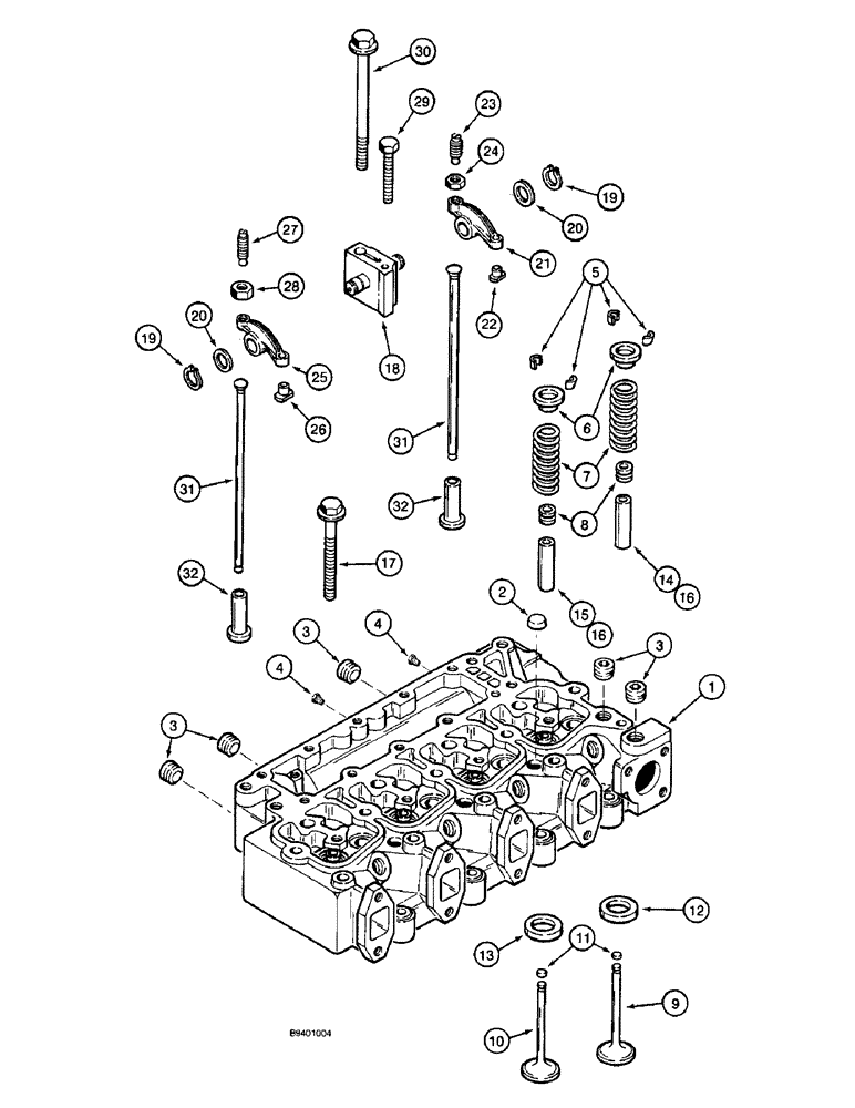 Схема запчастей Case 660 - (2-25A) - CYLINDER HEAD AND VALVE MECHANISM, 4-390 EMISSIONS CERTIFIED ENGINE (02) - ENGINE