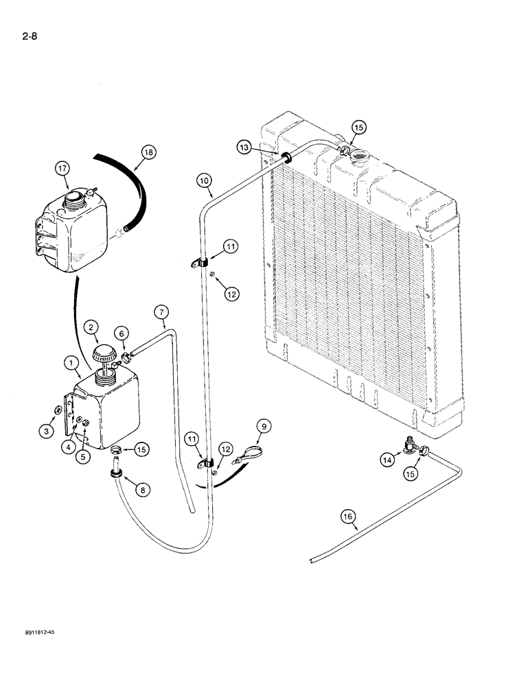 Схема запчастей Case 621 - (2-08) - COOLANT RECOVERY SYSTEM (02) - ENGINE