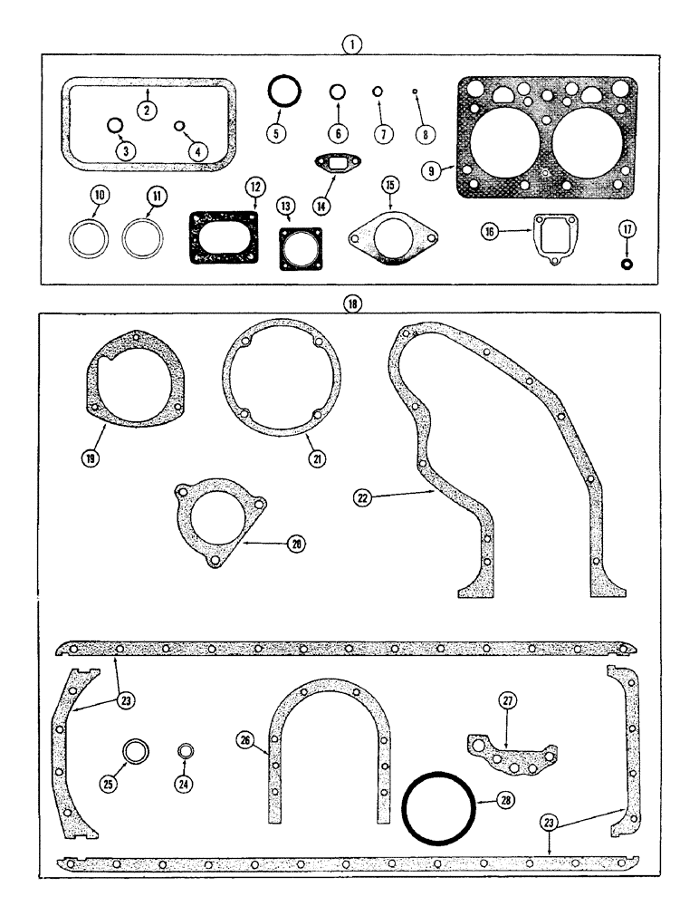 Схема запчастей Case W9B - (016) - ENGINE GASKET KITS, (401) DIESEL ENGINE (02) - ENGINE