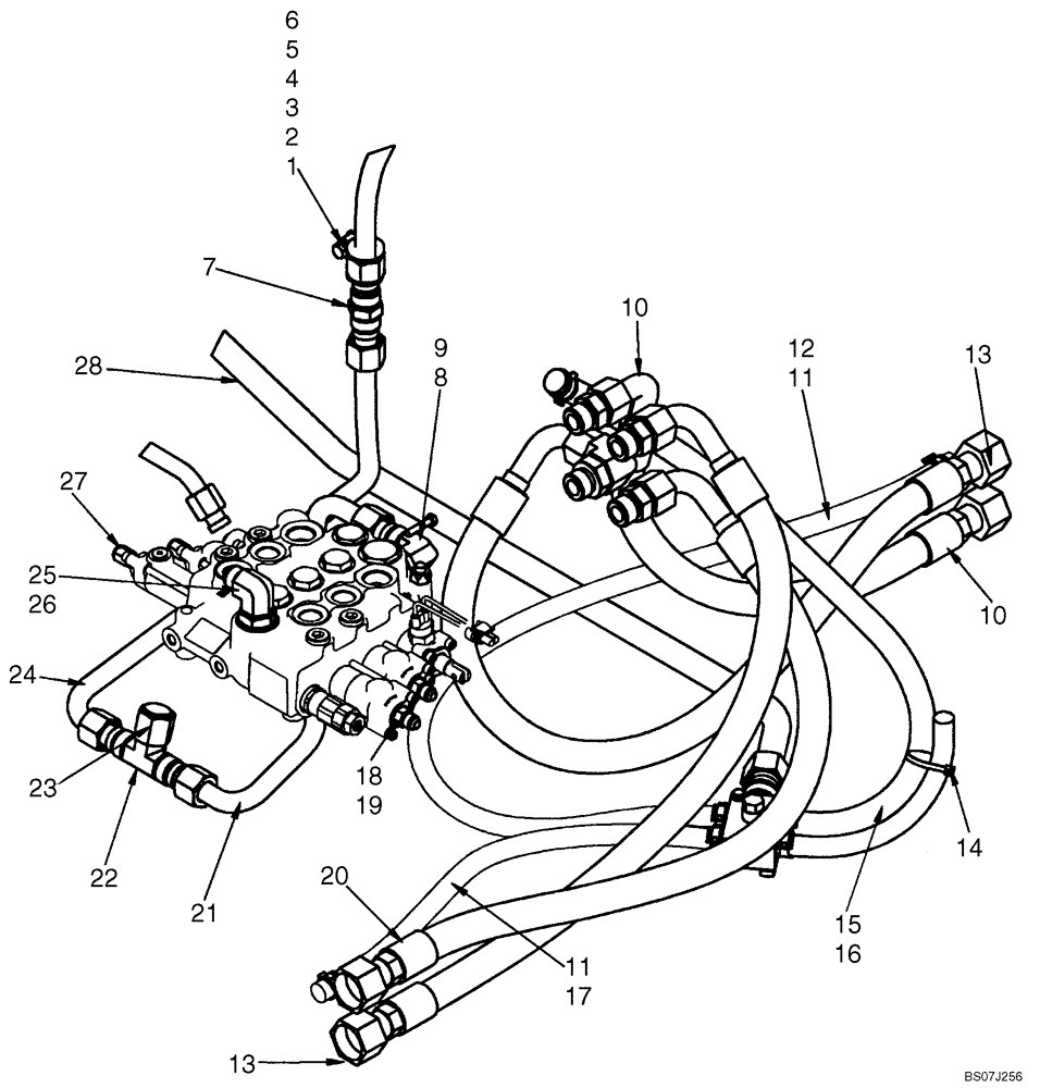 Схема запчастей Case 440CT - (06-16) - HYDROSTATICS - HOSES, PUMP AND DRIVE MOTORS (06) - POWER TRAIN