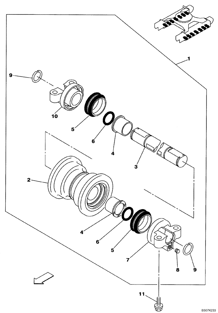 Схема запчастей Case CX130B - (05-17) - TRACK - ROLLER, LOWER (11) - TRACKS/STEERING