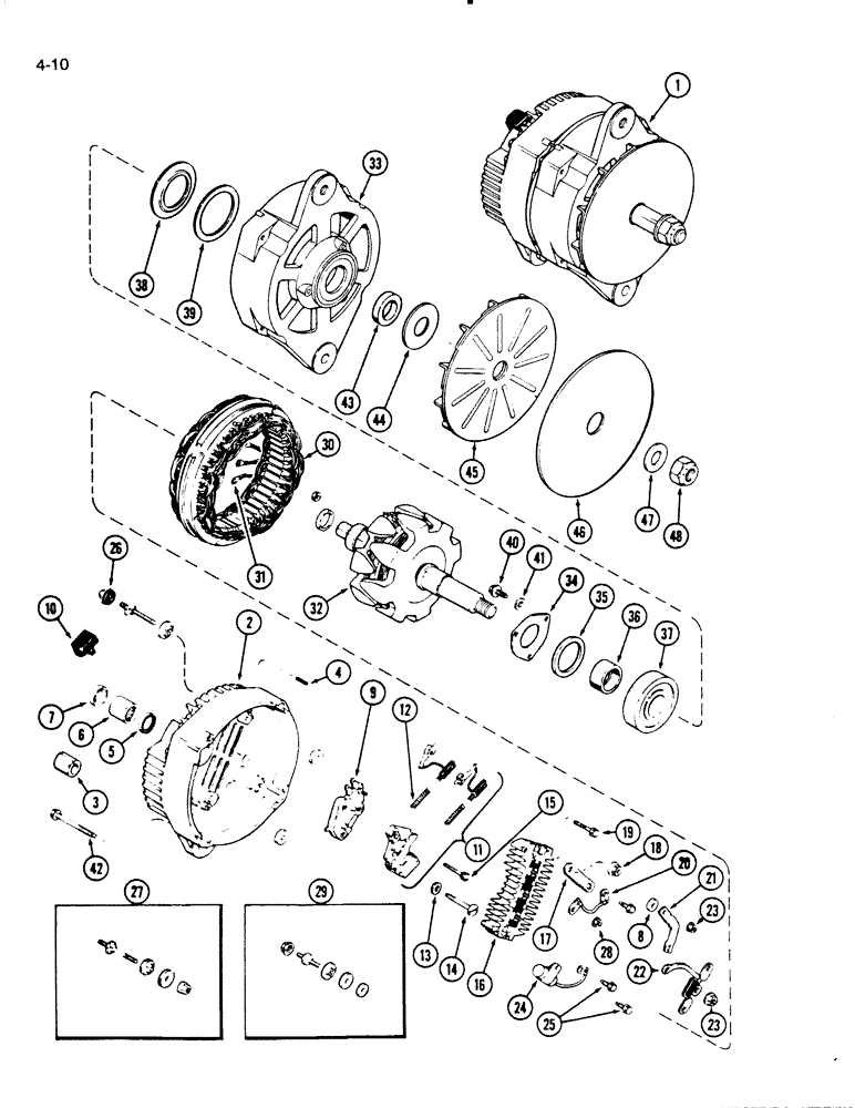 Схема запчастей Case W20C - (4-010) - ALTERNATOR, 65 AMPERE - 24 VOLT (04) - ELECTRICAL SYSTEMS