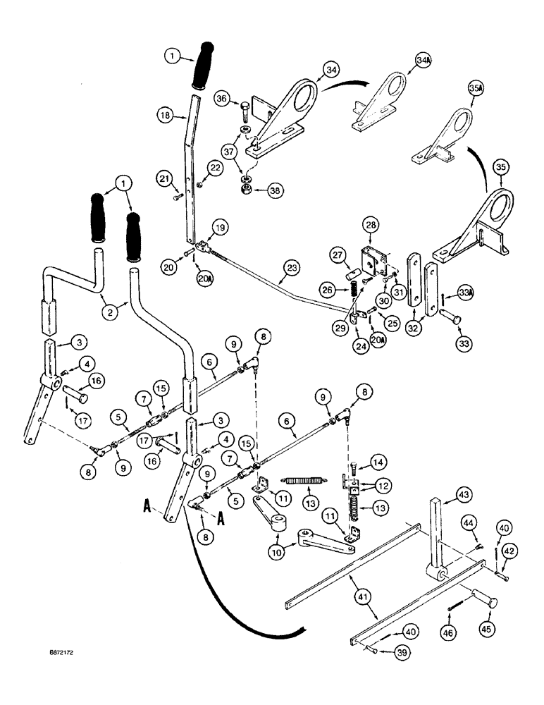 Схема запчастей Case TF300 - (6-36) - TRANSMISSION MOUNTING, CONTROLS, AND LINKAGE (06) - POWER TRAIN