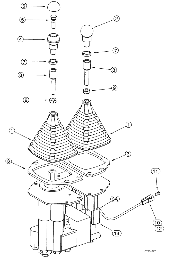 Схема запчастей Case 921C - (08-40) - VALVE ASSY - REMOTE CONTROL, DUAL LEVER (08) - HYDRAULICS