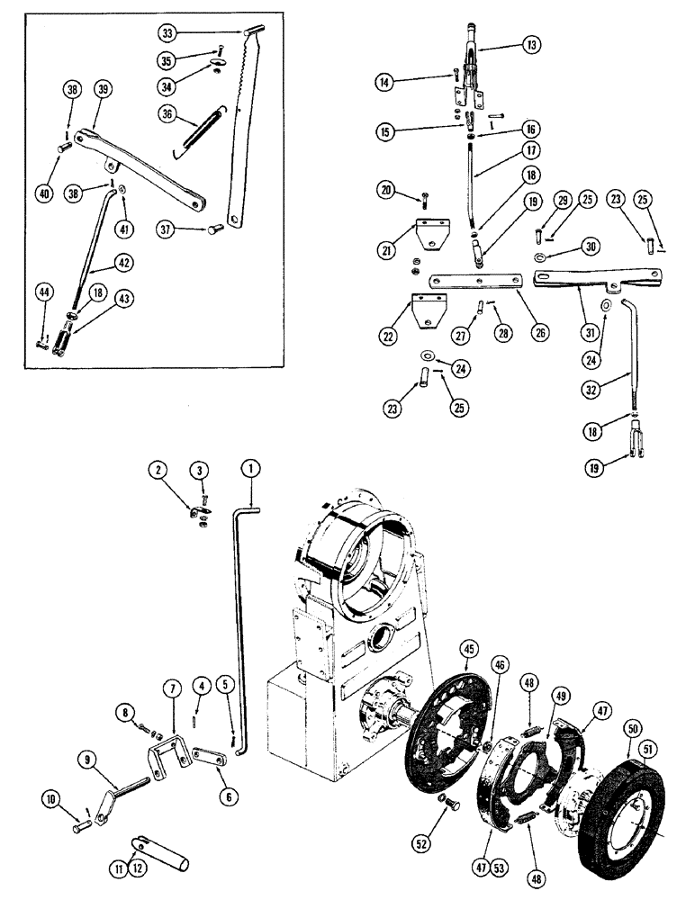 Схема запчастей Case W9A - (106) - REAR AXLE CLUTCH CONTROL, PARKING BRAKE CONTROL, OVER CENTER (06) - POWER TRAIN