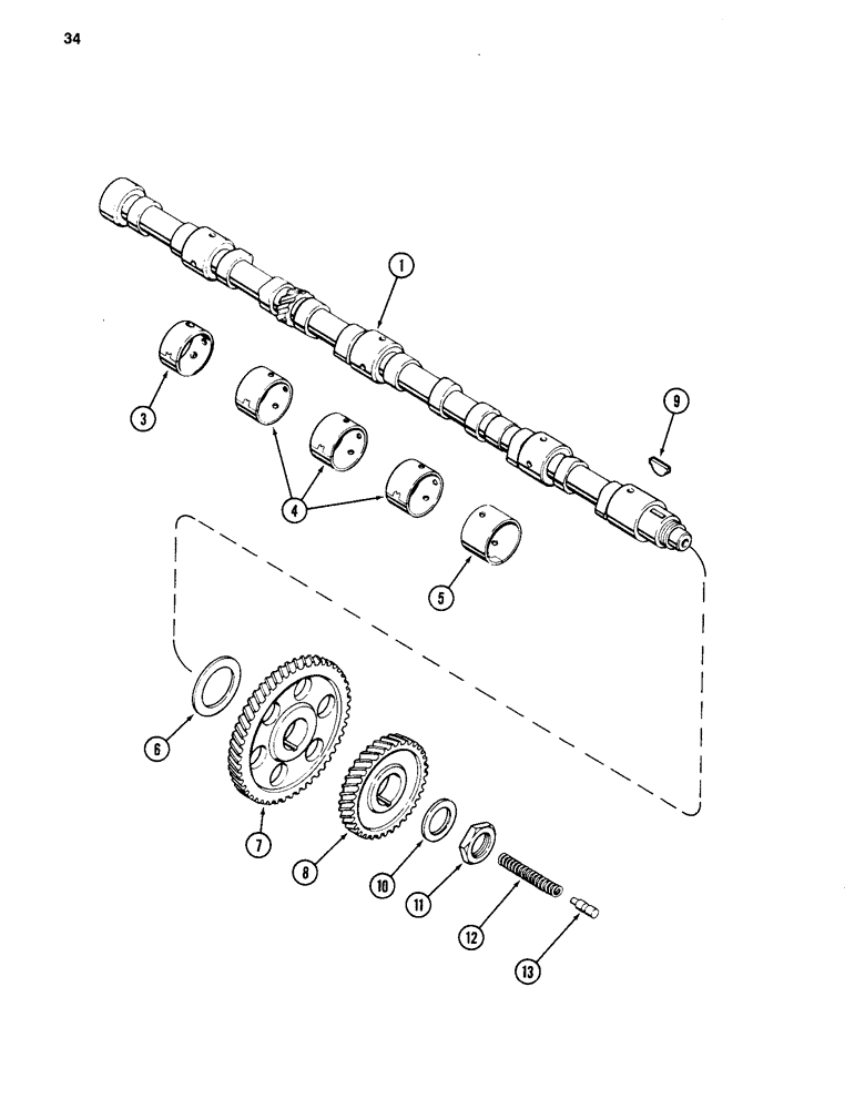 Схема запчастей Case 880C - (034) - CAMSHAFT, 504BD DIESEL ENGINE (01) - ENGINE