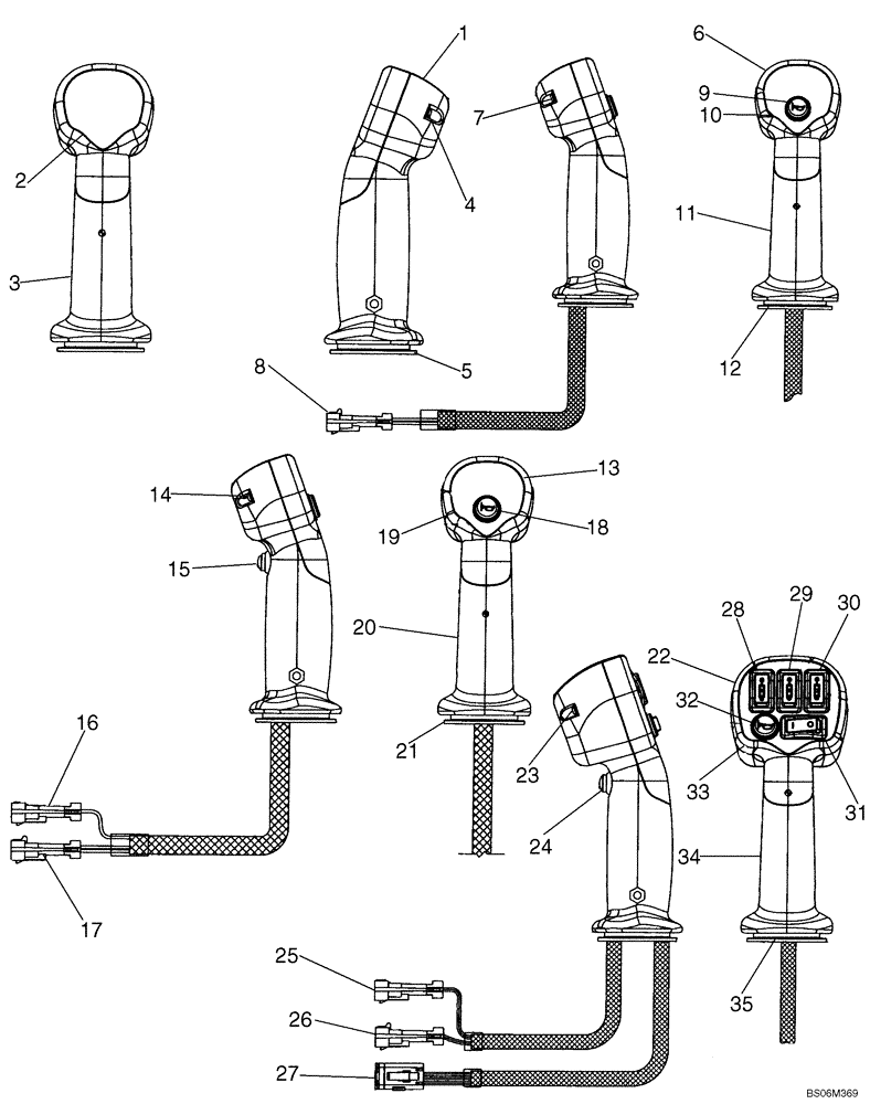 Схема запчастей Case 445CT - (04-15B) - CONTROLS, RIGHT HAND - HANDLE; IF USED, SEE ADAPTER, REF 5 (04) - ELECTRICAL SYSTEMS