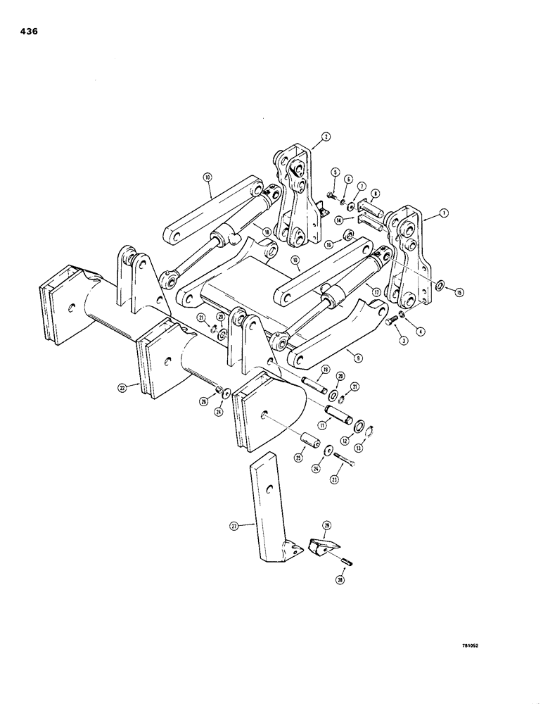 Схема запчастей Case 1150B - (436) - RIPPER MECHANICAL PARTS, USED WITH 4" (101.6 MM) ID CYLINDER (05) - UPPERSTRUCTURE CHASSIS