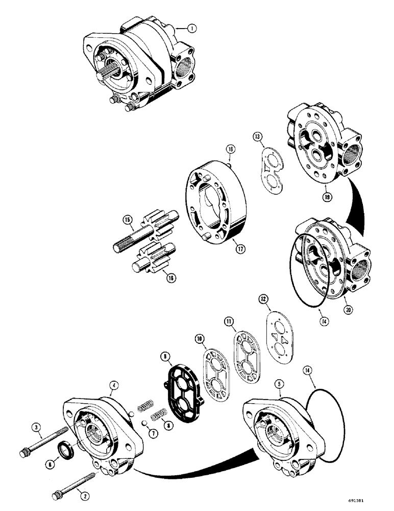 Схема запчастей Case 310G - (244) - D41390 HYDRAULIC PUMP (07) - HYDRAULIC SYSTEM