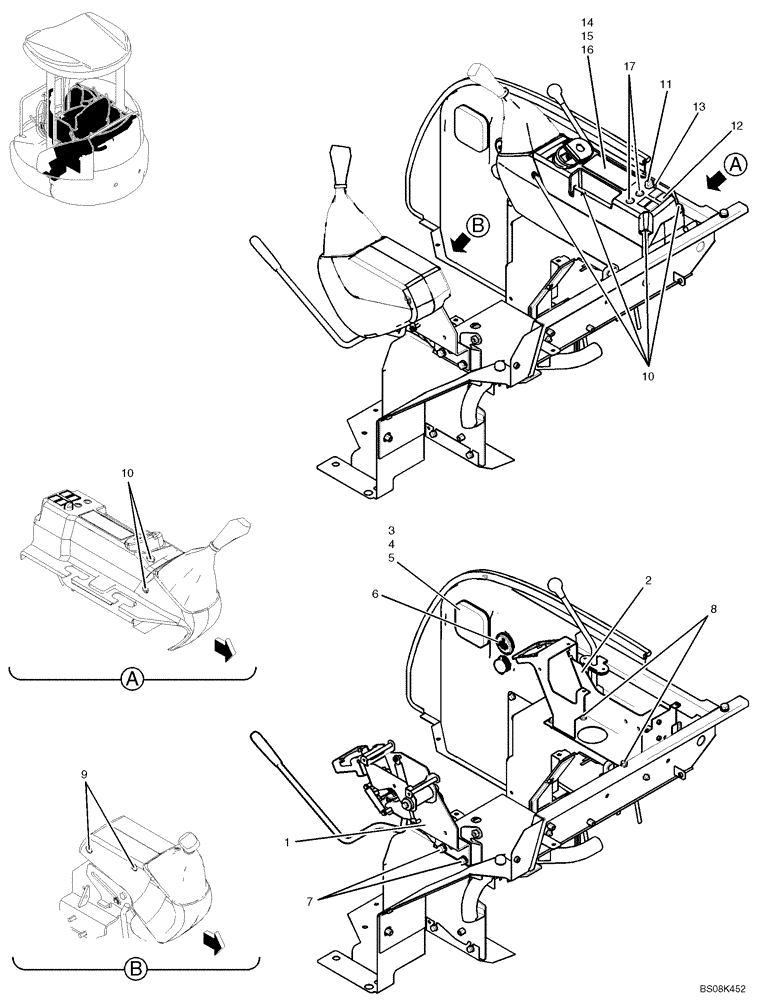 Схема запчастей Case CX27B BTW - (01-027) - CONTROLS, OPERATORS (PW03M00092F1) (90) - PLATFORM, CAB, BODYWORK AND DECALS