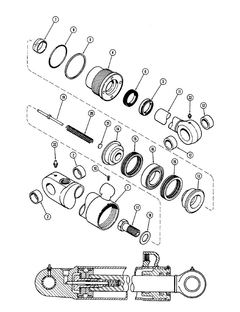 Схема запчастей Case 33 - (308) - G32594 BOOM CYL,4"DIA CYL W/39-3/16"STROKE,W/SOLID OUTER WIPER&SPLIT INNER WIPER W/RING WELD STYLE S 