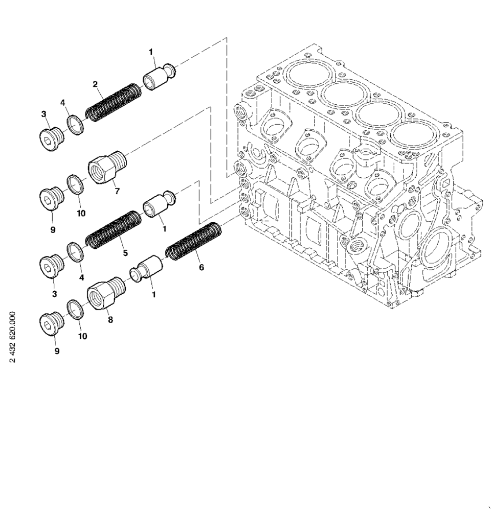 Схема запчастей Case 21D - (95.009[2432620001]) - HEATING VALVES (10) - ENGINE