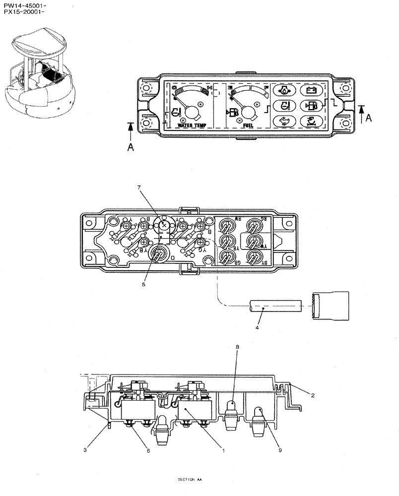 Схема запчастей Case CX31B - (01-072) - GAUGE ASSY, CLUSTER (55) - ELECTRICAL SYSTEMS