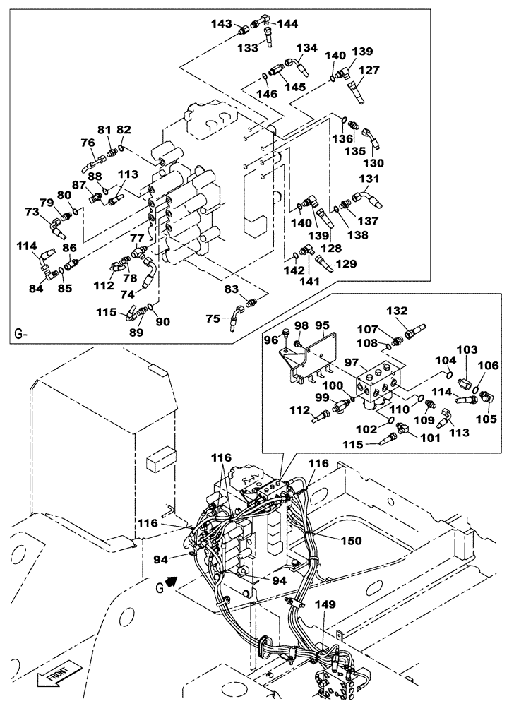 Схема запчастей Case CX210C LR - (35.357.04[02]) - HYDRAULIC CIRCUIT - HAND CONTROL PILOT - WITHOUT SAFETY VALVE (35) - HYDRAULIC SYSTEMS