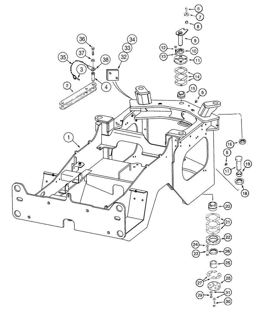 Схема запчастей Case 621D - (09-11) - FRAME, REAR - PIVOT (09) - CHASSIS