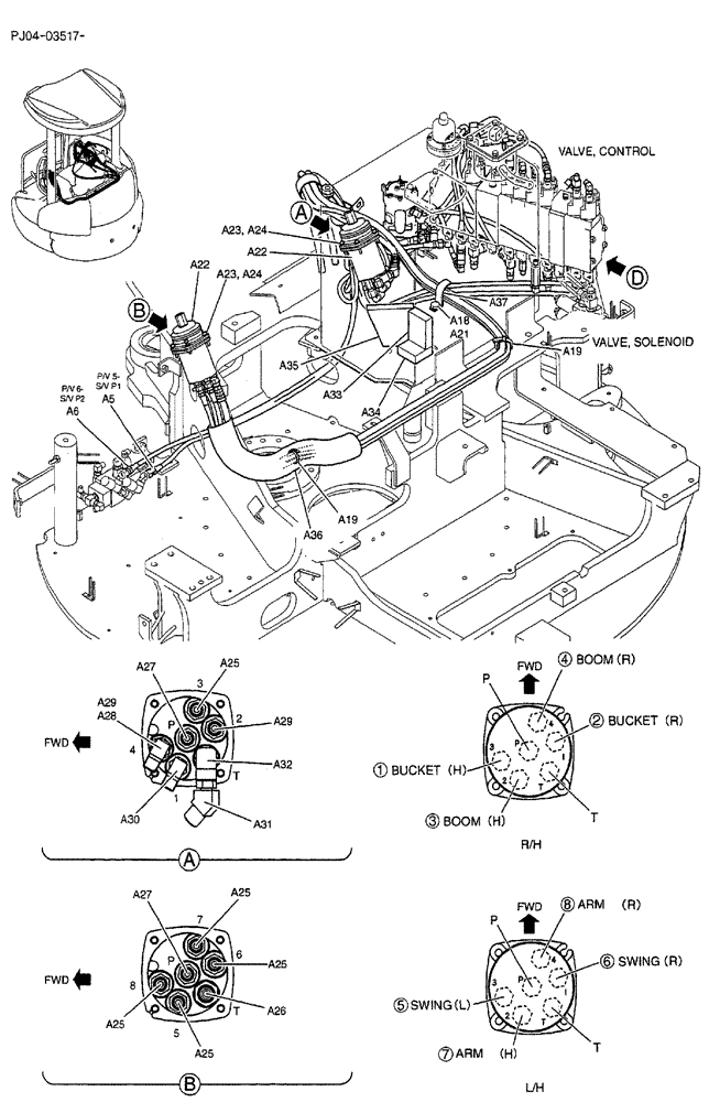 Схема запчастей Case CX50B - (02-045) - CONTROL LINES, REMOTE (MULTI) P/N PY68H00012F1 (05) - SUPERSTRUCTURE