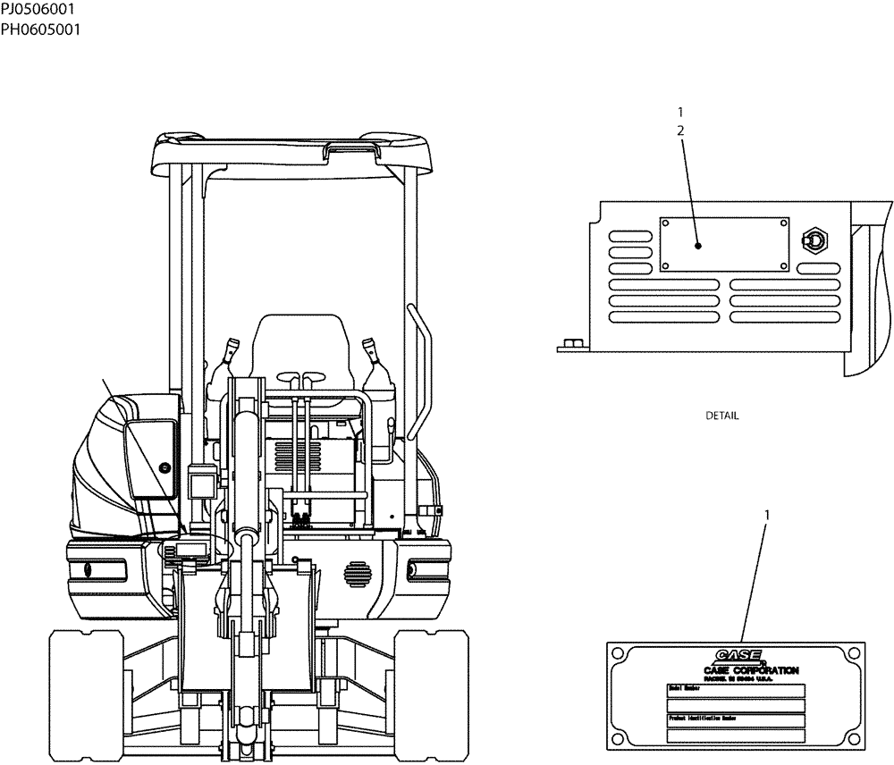 Схема запчастей Case CX50B - (06-007) - NAME PLATE INSTAL, P/N PW22T00173F1 (90) - PLATFORM, CAB, BODYWORK AND DECALS