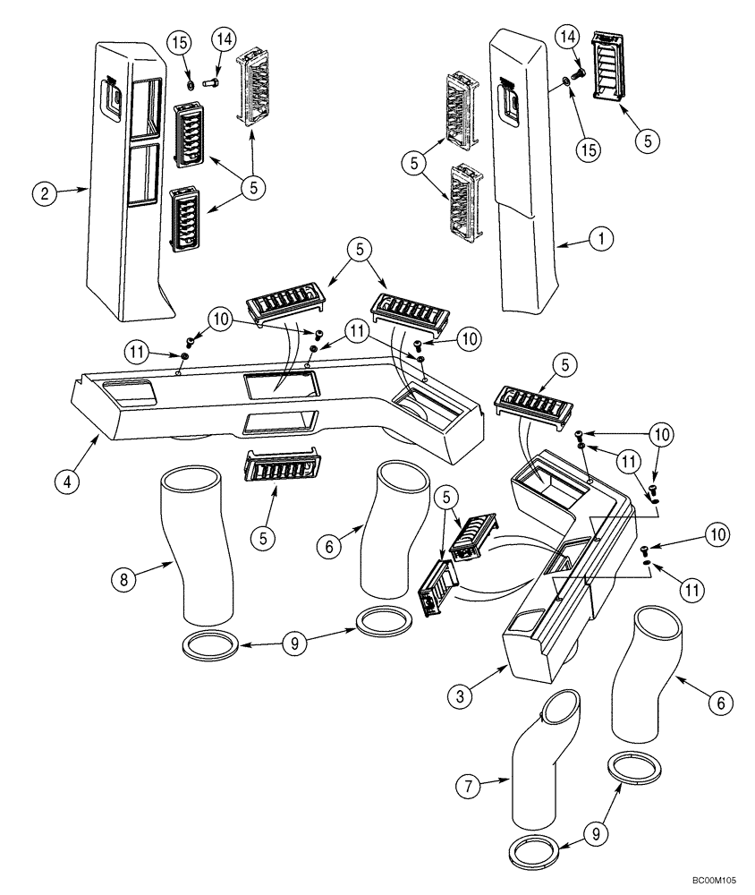 Схема запчастей Case 521D - (09-52) - CAB - PLENUMS, DUCTS AND LOUVERS (09) - CHASSIS